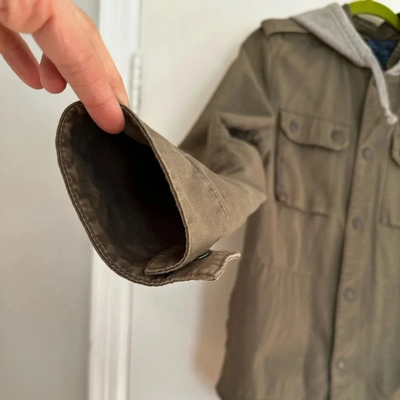 Legendary Good Mens Small Hooded Olive Green Military Style Jacket Snap closure - Picture 8 of 16